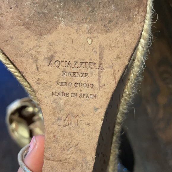 Sparkly Aquazzura gold glitter wedges sz41 (10) - Picture 9 of 9